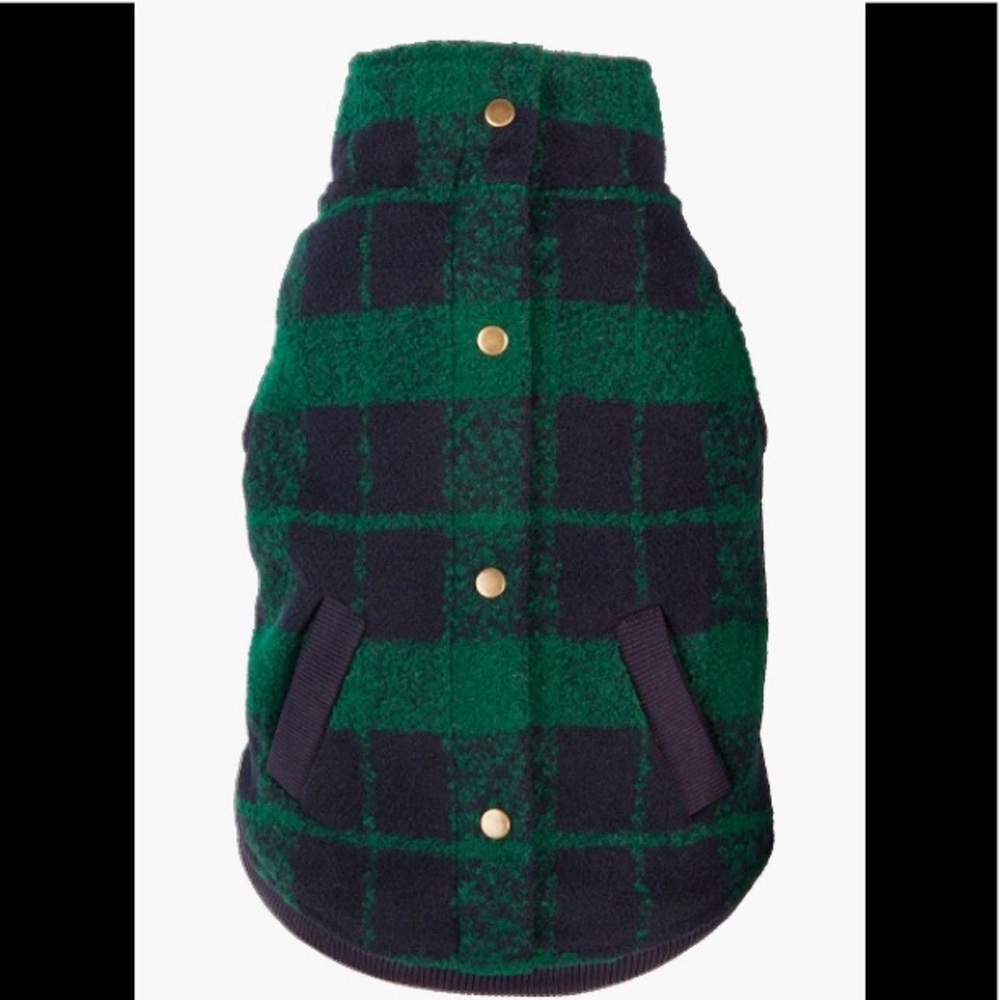 Fab Dog Plaid Boucle Dog Jacket- Green/Navy